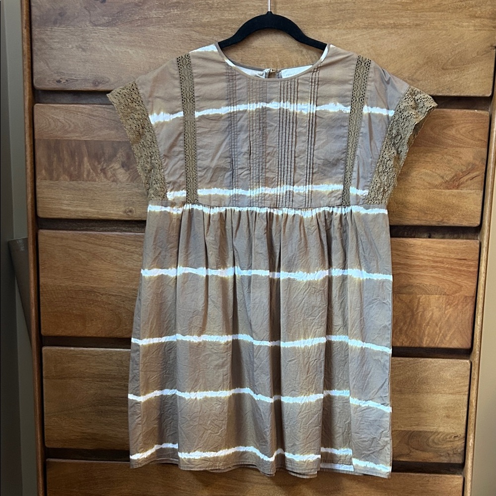 Anthropologie Brown and Cream Dress
